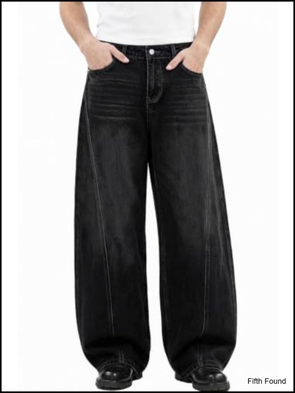 Mens Baggy Barrel Jeans Wide Leg Vintage Cotton Y2k Denim Pants Loose Fit